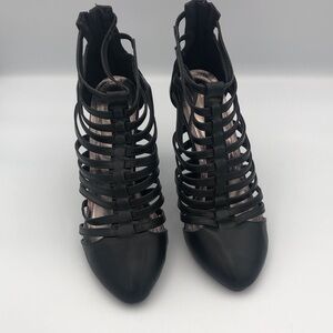 DbDk Fashion Elegant Black Caged Heels 4”